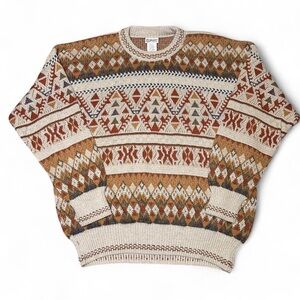 90’s Florence Made in Italy Grandpa Patterned Crewneck Fisherman Sweater Vintage
